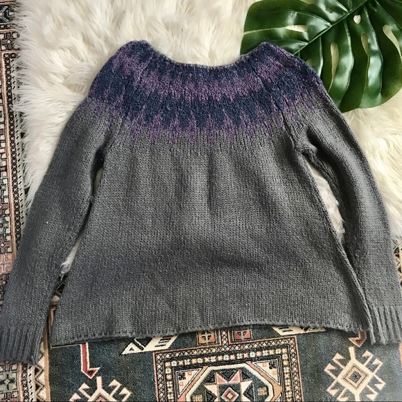 Altar’d State Gray & Purple Fair Isle Sweater - Picture 3 of 3